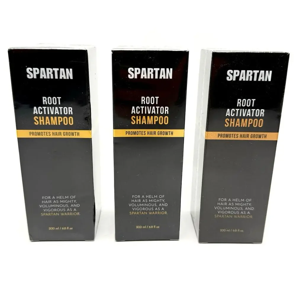 Lot of 3 Spartan Root Activator Shampoo 6.8oz 200ml Bottles Promotes Hair Growth